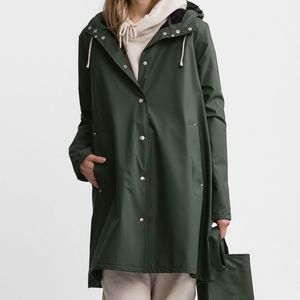 Olive Green Stutterheim Waterproof Raincoat Parka XS